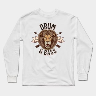 DRUM AND BASS  - Lion Face (black) Long Sleeve T-Shirt